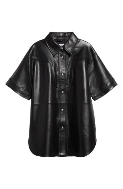 STAND STUDIO SALOON LEATHER SNAP-UP SHIRT
