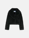 STAND STUDIO 'SAMARA' BLACK POLYESTER FAUX FUR COAT