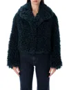Stand Studio Samara Curly Faux Fur Jacket In Green