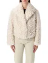 Stand Studio Samara Curly Faux Fur Jacket In White