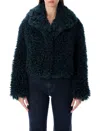 Stand Studio Samara Curly Faux Fur Jacket In Green