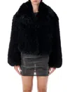 Stand Studio Samara Fox Effect Faux Fur Jacket In Black