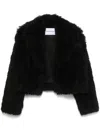 Stand Studio 'samara' Black Crop Jacket In Faux Fur Woman In Black