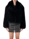 Stand Studio Samara Fox Effect Faux Fur Jacket In Black