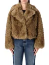 Stand Studio Samara Fox Effect Faux Fur Jacket In Brown