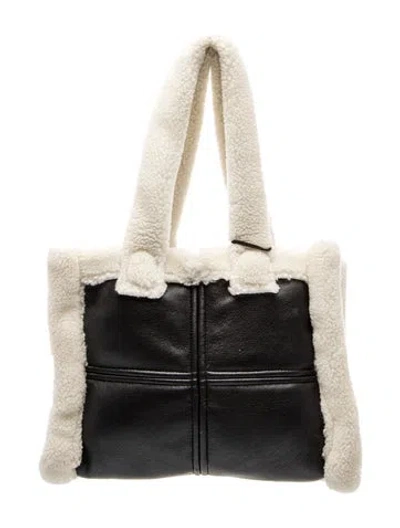 Pre-owned Stand Studio Shearling Top Handle Bag W/ Tags In Black