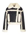 Stand Studio Shearling Trim Cropped Jacket In Black