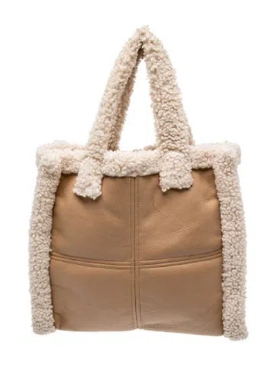 Pre-owned Stand Studio Shearling Weekender Bag In Neutral