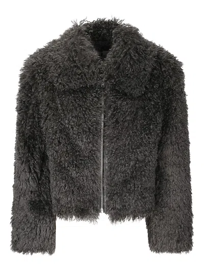 STAND STUDIO SHORT FAUX FUR JACKET