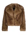 Stand Studio Short Jacket In Soft Synthetic Fur With Fox-like Texture In Brown