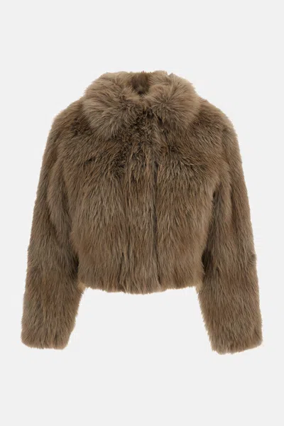 Stand Studio Short Jacket Lena In Eco-faux Fur In Brown