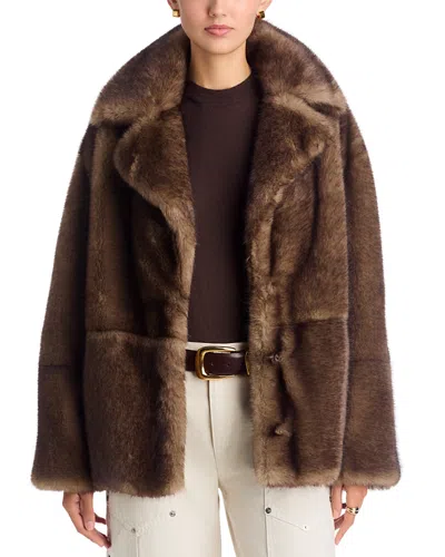 Stand Studio Silena Faux Fur Belted Jacket In Brown