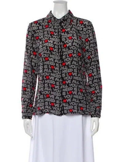 Pre-owned Stand Studio Silk Graphic Print Button-up Top In Multi