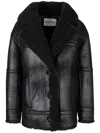 Stand Studio Louisa Shearling Collar Textured Jacket In Black