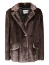 Stand Studio Sleek Modern Evyn Jacket With Subtle Sheen In Brown