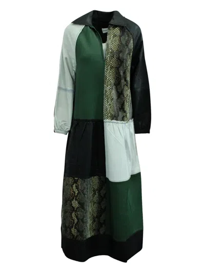 Pre-owned Stand Studio Snakeskin-print Panelled Maxi Dress In Black