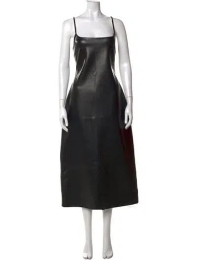 Pre-owned Stand Studio Square Neckline Midi Length Dress In Black