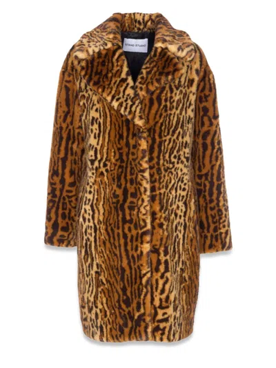 Stand Studio Stand Camille Animal Print Overcoat For Women In Animalier