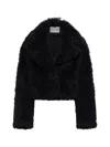 Stand Studio 'samara' Black Crop Jacket In Faux Fur Woman In Black