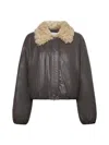 Stand Studio Taupe Fran Faux-leather Bomber Jacket In Mole Brown