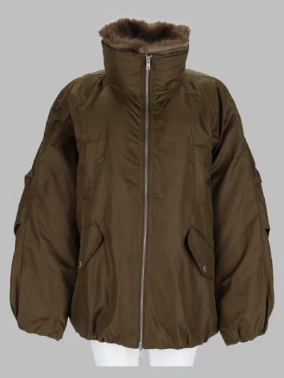 Stand Studio Stand Collar Nylon Mini Jacket In Green