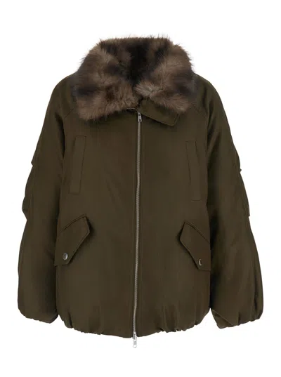Stand Studio Stand Collar Zip Tech Nylon Jacket With Side Pockets In Green