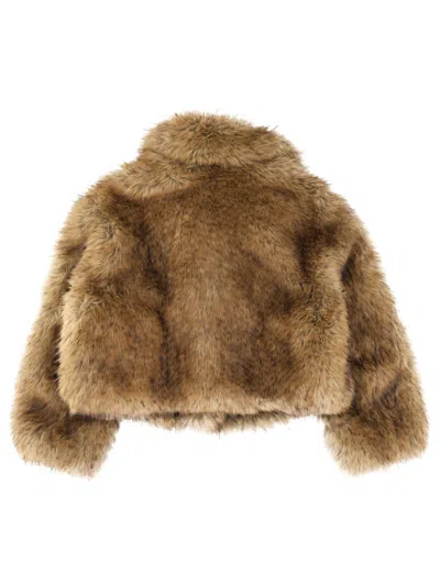 Stand Studio Stand Faux Fur Cropped Jacket In Beige