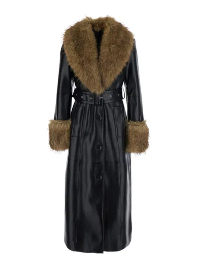 Stand Studio Stand Star Faux Leather Jacket With Classic Collar And Long Sleeves In Black