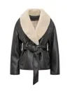Stand Studio Black Jacket With Synthetic Shearling Interior In Black