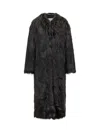 Stand Studio Black Long Eco Fur Coat In Black