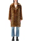 Stand Studio Camille Faux Fur Cocoon Coat In Animal Print
