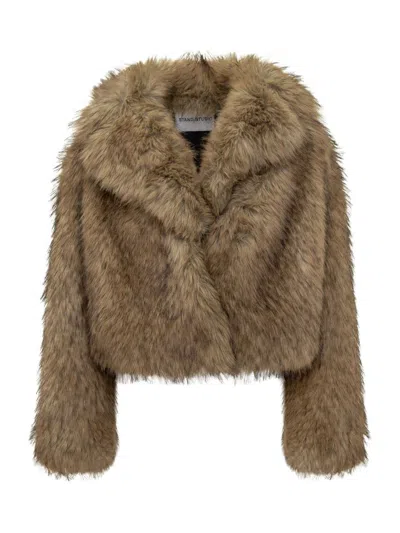Stand Studio Eco Fur Effect Fox Jacket In Brown