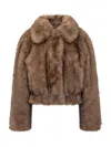 Stand Studio Eco Fur Jacket Brown In Brown