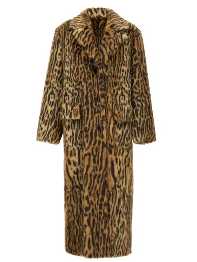 Stand Studio Long Animalier Faux Fur Coat In Animal Print