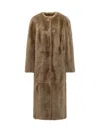 Stand Studio Long Eco Fur Coat In Brown