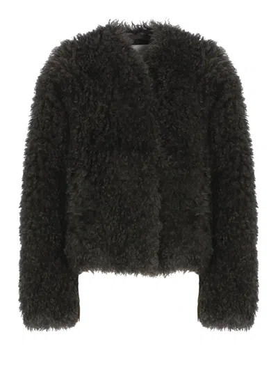 Stand Studio Straight Faux Fur Charlotte Jacket In Grigio