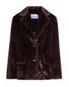 Stand Studio Straight Silhouette Synthetic Fur Jacket With Oversized Shoulders In Black
