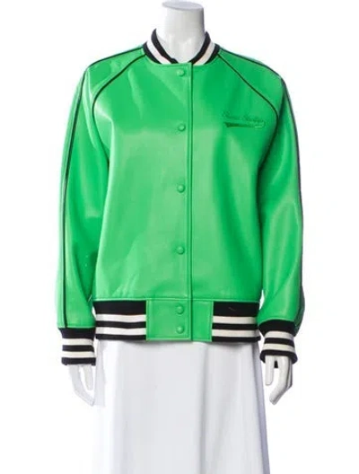Pre-owned Stand Studio Striped Bomber Jacket In Green