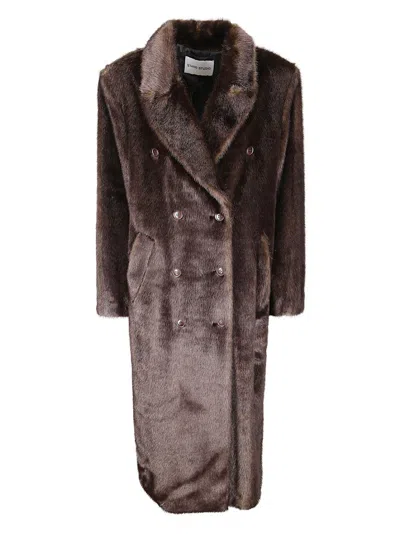 Stand Studio Structured Tailored Harper Coat With Refined Finish In Brown