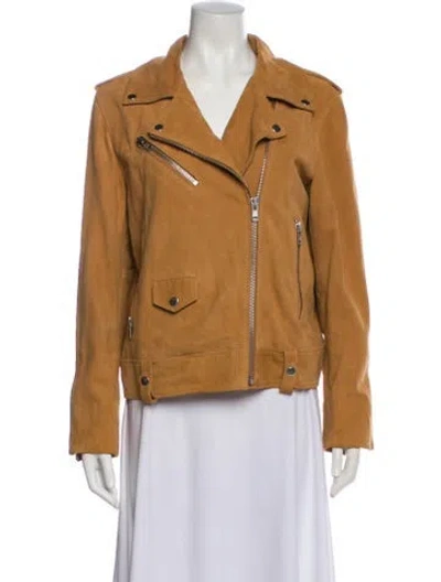 Pre-owned Stand Studio Suede Biker Jacket In Brown