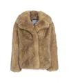 Stand Studio Tailored Faux Fur Jacket With Classic Collar In Brown