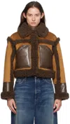 Shop Stand Studio Tan & Brown Edith Faux-shearling Jacket In 10110 Tan/ebony Bro