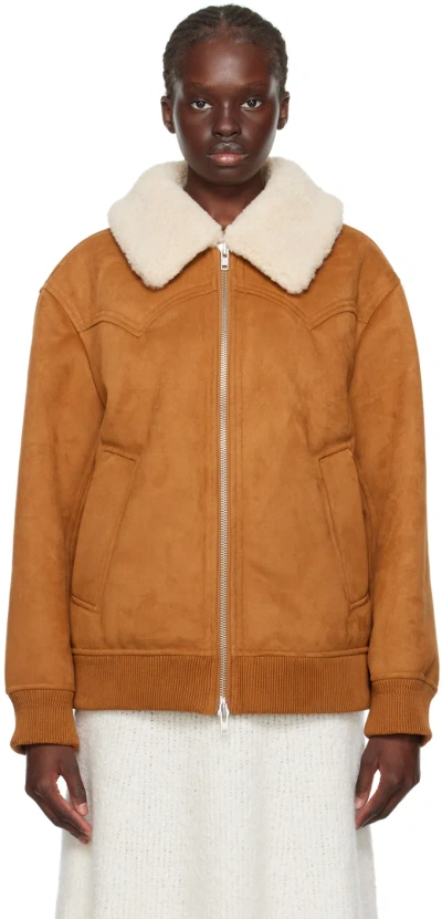 STAND STUDIO TAN LILLEE FAUX-SHEARLING JACKET