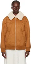 Stand Studio Lillee Eco-shearling Bomber Jacket In 10120 Tan/ntrl White