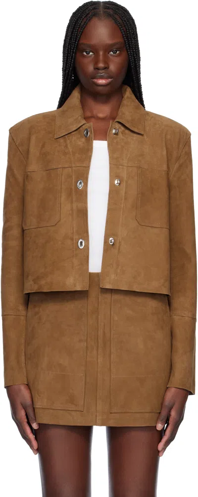 Stand Studio Tan Luz Suede Jacket In 10101 Desert Tan