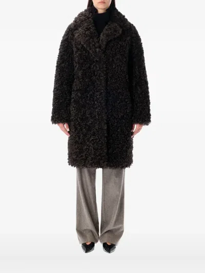 Stand Studio Textured Coat In Brown