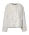 Stand Studio Textured Collarless Jacket In White