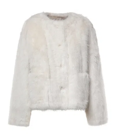 Stand Studio Textured Collarless Jacket In White