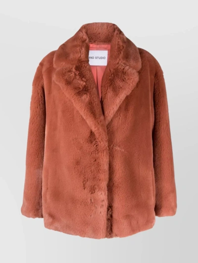 STAND STUDIO TEXTURED FUR COLLAR COAT