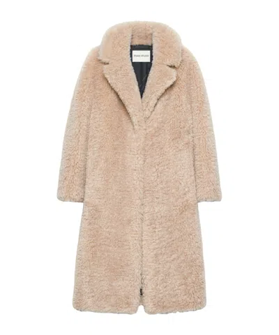 Stand Studio Textured Long Coat In Neutral